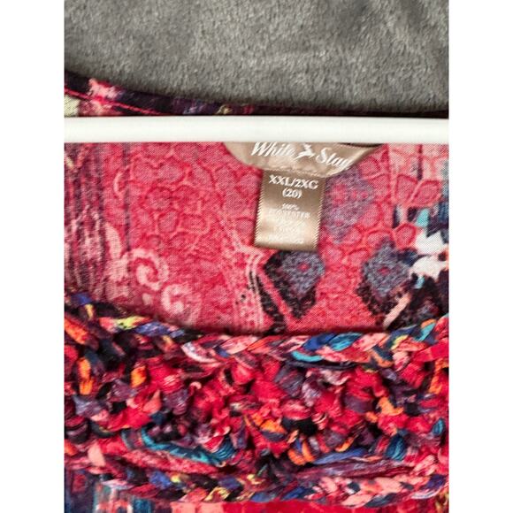 Red print tunic top long sleeve knit women’s sz 20 - Picture 2 of 4